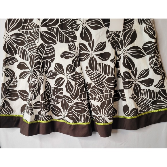 Robbie Bee Y2K Floral Print Skirt A-Line Brown Green Trim Cotton Sz 14 Friends - Picture 8 of 10
